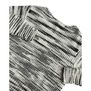 Farmers Market Womens Large Black White Striped Chunky Knit Sweater L wool mix